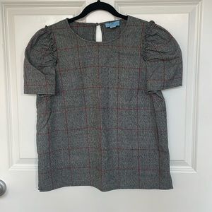 Plaid Cece ruffle sleeve top